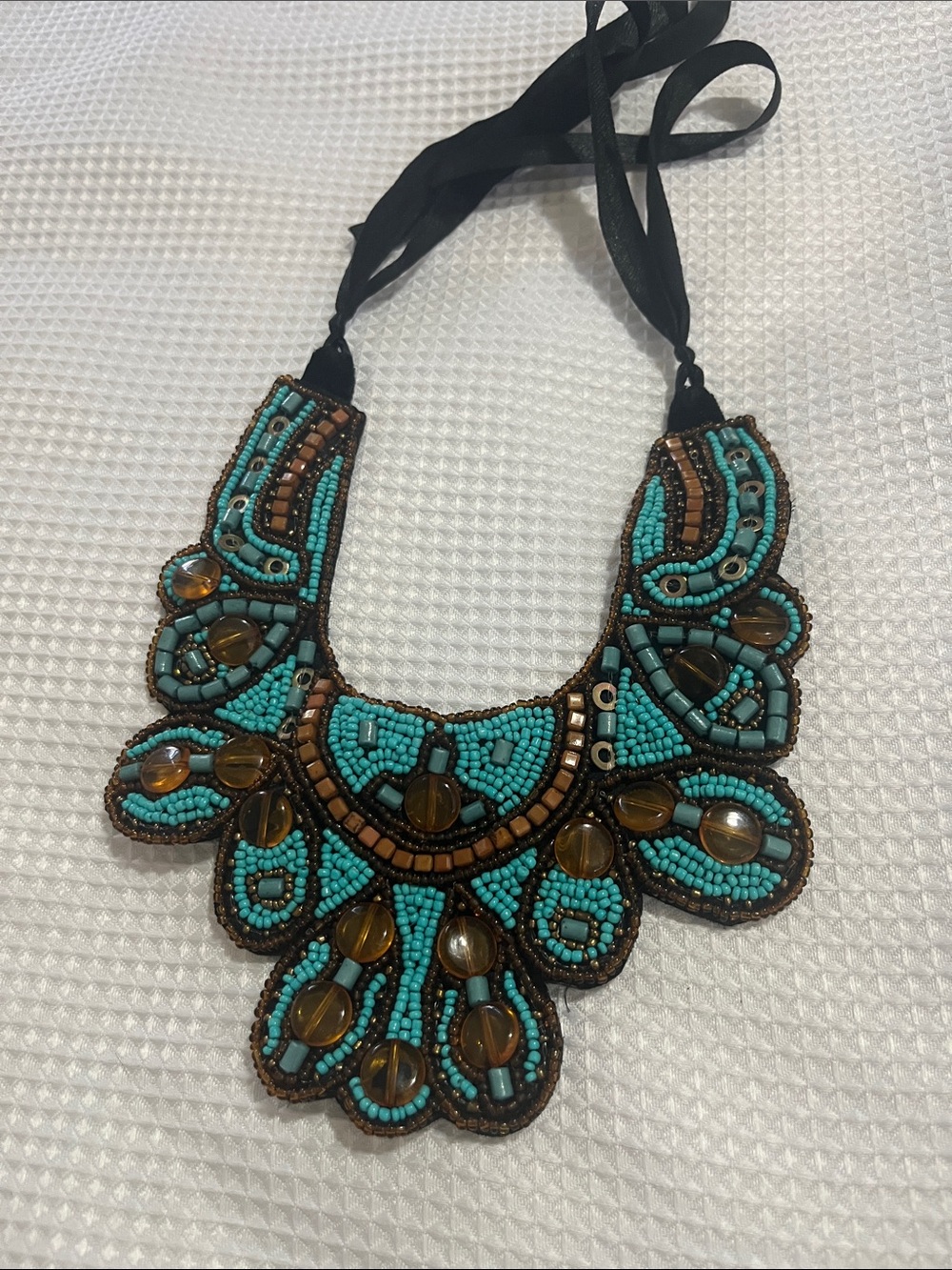 Turquoise Beaded Statement Necklace - Boho Chic Women Jewelry